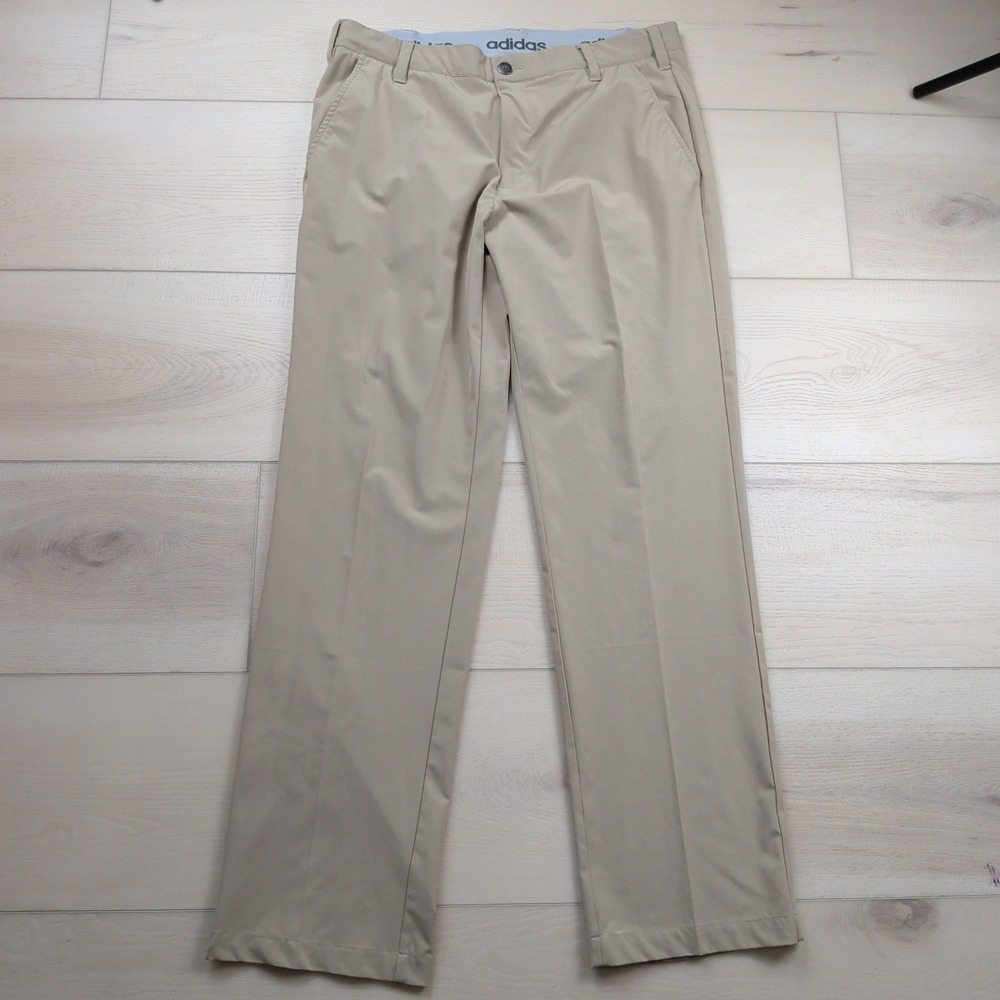 Adidas Mens Ultimate365 Golf Pants 34x32 Khaki Tan Grip Waist Stretch Trousers